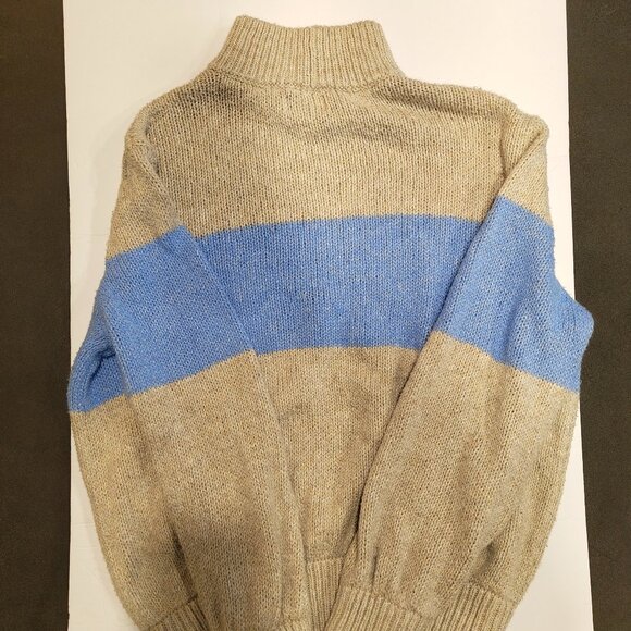 Aerie Oh Snow Soft Mock Neck Sweater Grey Blue Colorblock Size Small Pullover - Picture 3 of 6